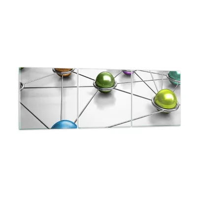 Produktbild von Bilder auf glas - Abstraktion Bälle Komposition Chrom - 150x50cm - Glasbilder - Wandbilder - Kunstdruck - Wanddekoration aus Glas - Glas Bilder - Wandbild auf Glas - GCA150x50-2659