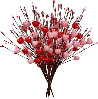 Obrázok produktu pre 6ks umelých srdcových bobúľ vyzdvihuje Valentínsku dovolenku Dekoratívne srdcové bobule stonky vetvy pre domáce dekorácie