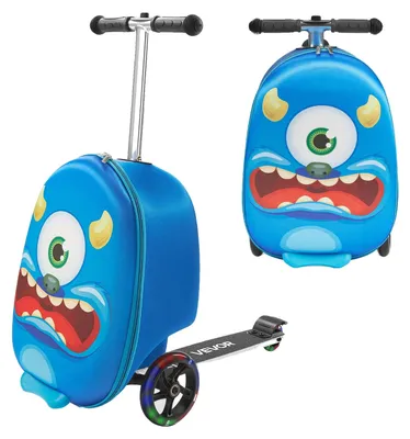 Immagine prodotto di VEVOR Valigia monopattino, capacità 20 L, valigia da viaggio con ruote inPoliuretanoflash, maniglia antiscivolo in TPR, capacità massima di peso 50 kg, valigia per bambini, per bambini a partire da 5 anni, blu