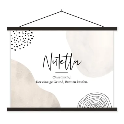 Produktbild von MuchoWow® Textilposter Sprichwörter - Nutella - Wörterbuch - Zitate - Nutella Definition 150x113 cm mit schwarzem Rahmen - Wohnzimmer