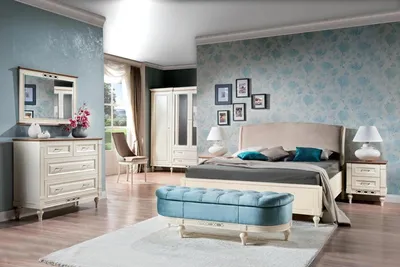 Immagine prodotto di Camera da letto elegante set completo letto con 2x comodini cassettiera in legno 6 pezzi