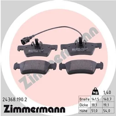 Produktbild von ZIMMERMANN 24368.190.2 Bremsbeläge Satz Hinten Bremsklötze für VW Transporter V Bus (7HB, 7HJ, 7EB, 7EJ, 7EF, 7EG, 7HF, 7EC) Multivan V