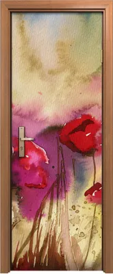 Produktbild von Türposter 70x200 cm Türaufkleber Türtapete Türfolie Klebefolie Aquarellbilder Mohn Blumen Korn Blumen