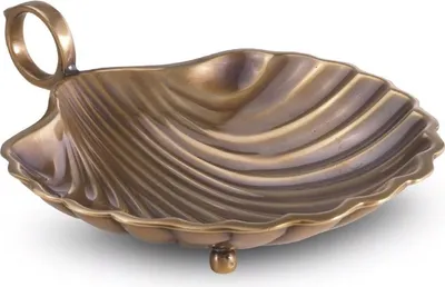 Produktbild von Casa Padrino Luxus Serviertablett Vintage Messing 15,5 x 12,5 x H. 3 cm - Messing Tablett in Muschelform - Hotel & Restaurant Accessoires - Luxus Qualität