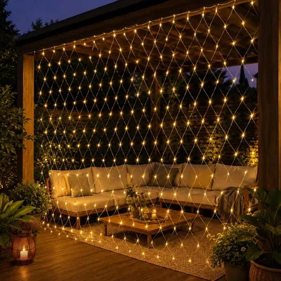 Produktbild von 4x6M 660LEDs Lichterkette Lichternetz 8 Beleuchtungsmodi Warmweiß Timer Speicherfunktion für Weihnachten Hochzeit Party Deko