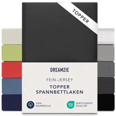 Productafbeelding van Dreamzie - Topper matrashoes met elastiek - 140x200 cm / 160x200 cm - 100% katoen