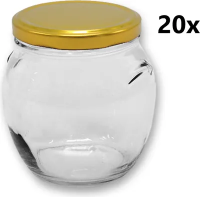 Obrázok produktu pre Varné sklo 520 ml AMFORA číre 20 ks VČETNE ZLATÝCH uzáverov, počet kusov v balení: 20