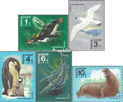 Produktbild von Briefmarken Sowjetunion 1978 Mi 4742-4746 (kompl.Ausg.) gestempelt Tiere der Antarktis