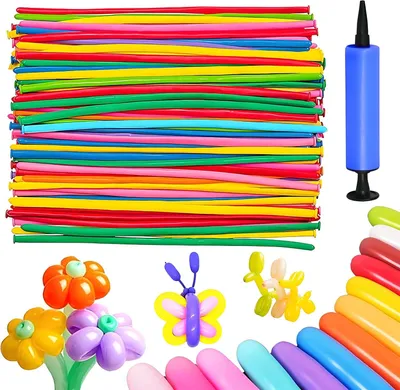 Produktbild von Modellierballons 100 cm, 100 Stück, mit Pumpe, bunt, für Party