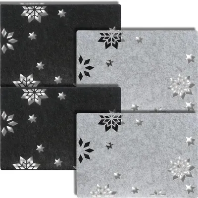 4er-Set Filz-Tischsets mit Sternen, 24x34 cm, grau, auswaschbar