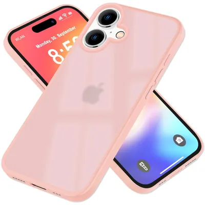 Image de Étui mat NALIA pour iPhone 16 – Bordure en TPU résistante aux chocs et semi-transparente – FUZION (étui anti-traces de doigts) – Marque berlinoise – Rose
