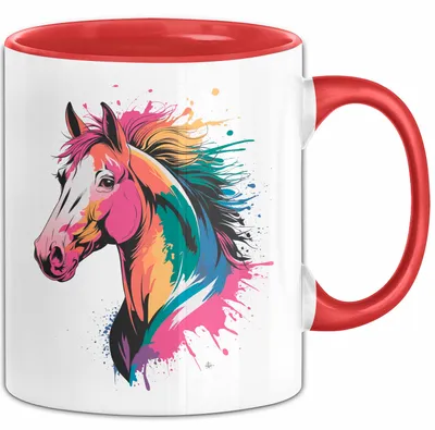 Produktbild von Pferde Tierliebhaber Tasse Geschenk Lustige Geschenkidee Spruch (Rot)