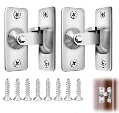 Produktbild von 2er Set Türriegel - 90° Türverschluss - Schieberiegel 44 x 19 mm - Edelstahl 201 - Mit Befestigungsschrauben - Für Türen, Fenster, Möbel