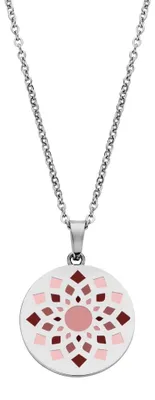 Produktbild von CO88 Collection Majestic 8CN-26116 Stahlkette mit Anhänger – Blume – Länge 40 + 5 cm – Silberfarben / Rosa / Lila