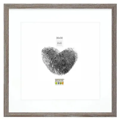 Image de Cadre photo en bois Deknudt, modèle S66KH3, couleur marron-gris, dimensions 30x30 cm, avec passe-partout