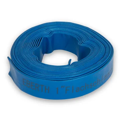 Image de EBERTH Tuyau plat 1" Tuyau de jardin pour pompes en longueur de 10 m, 1 pouce, diamètre 25 mm, flexible, PVC résistant, tuyau industriel