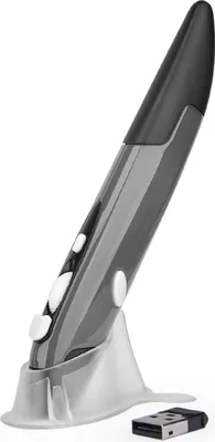 Image de souris optique à stylet sans fil 2,4 GHz, ajustable, 500/1000 DPI, présentateur optique, Flip Pen pour PC et Android,Gris