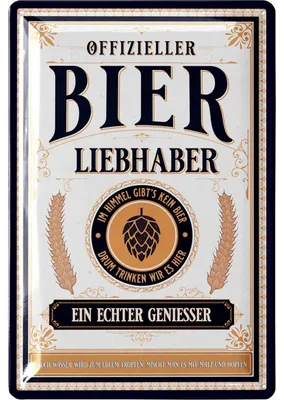 Produktbild von LANOLU Retro Blechschild Bier, lustiges Sprüche Metallschild, Geschenk für Männer, Kneipen, Partykeller Dekoration, Werkstattschild
