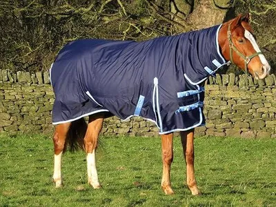 Imagen del producto de Manta para caballo de peso medio, 200 gramos, impermeable, con cuello, de 1,52 metros