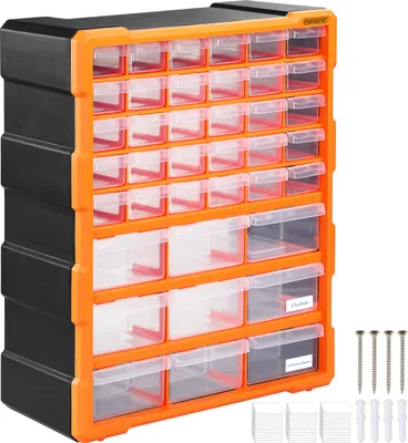 Image de Organiseur 39 tiroirs Boîte de rangement extensible avec étiquettes Casier à vis outils petites pièces Maison atelier