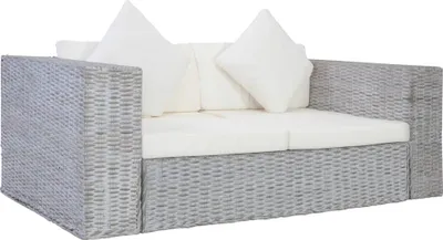 Produktbild von 2-Sitzer-Sofa mit Kissen Grau Natürliches Rattan