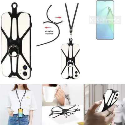 Produktbild von K-S-Trade 3in1 Handykette Handyband Handykordel Halsband Smartphone-Ring Handy-Ring kompatibel mit Oppo Reno8 Pro+ Fingerhalterung Handyring