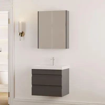 Produktbild von Badmöbel Set Lara | Spiegelschrank Waschbecken Unterschrank 60cm Badezimmermöbel