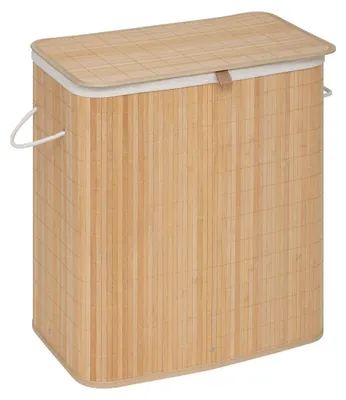 Produktbild von Waschekorb Doppelfach - Bambus - mit Deckel - natur - 52 x 32 x 63 cm - 100 Liter