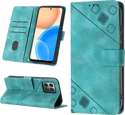 Produktbild von Hülle für Honor X8 4G Prägung Flip Leder Brieftasche Schutzhülle mit Ständer Grün