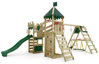 Produktbild von Kletterturm FATMOOSE RiverRun Royal XXL mit SurfSwing und Rutsche, grün