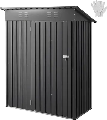 Image de VEVOR Abri de jardin en métal, abri de jardin avec porte verrouillable & 2 fentes d'aération, abri de jardin pour rangement extérieur pour cour, jardin, terrasse, vélo, 1533x876x1815 mm