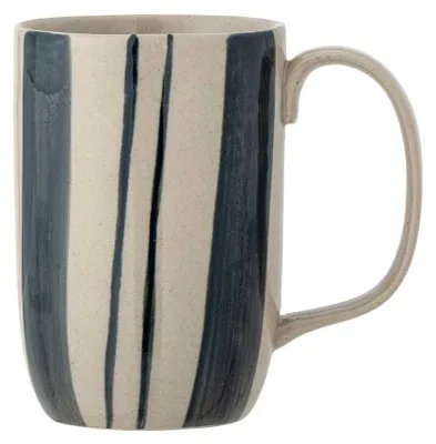 Produktbild von Bloomingville Becher ALLIUM Blau Streifen 450 ml Tasse Kaffeebecher Teebecher
