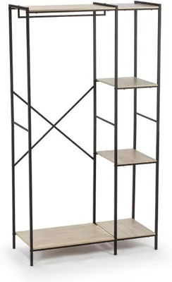 Image de Porte-vêtements 90 x 40 x 165 cm, en acier et en bois, pour chambre à coucher