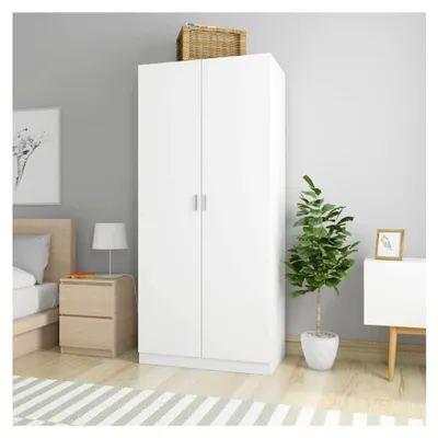 Produktbild von Kleiderschrank 90x52x200 cm Holzwerkstoff Garderobenschrank (Weiß)