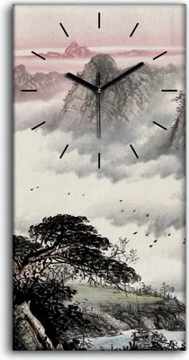 Produktbild von Dekor Leinwand Uhr Wandbilder Quarz 30x60 Chinesische traditionelle Malerei - schwarze Hände