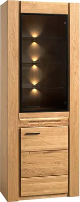Produktbild von Vitrine schmal rechts 75 cm Volo Eiche teilmassiv geölt