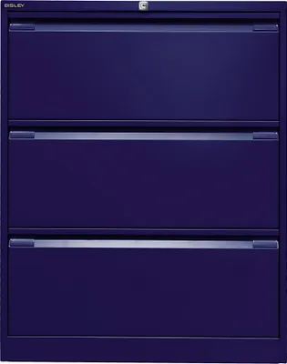 Produktbild von Hängeregistraturschrank, doppelbahnig, blau, 3 Schubladen