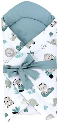 Produktbild von TupTam Unisex Baby Einschlagdecke mit Schleife, Farbe: Zoo Grün, Größe: 70 x 70 cm