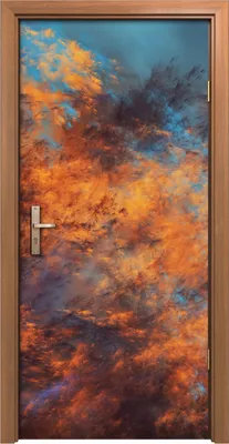 Produktbild von Türposter 90x200 cm Türaufkleber Türtapete Türfolie Klebefolie Abstrakte blaue und orange Wolken