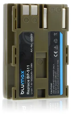 Produktbild von Blumax Akku passend für Canon EOS 300D 50D 40D 30D 2 BP-511 511A 1600 mAh (7,4V)