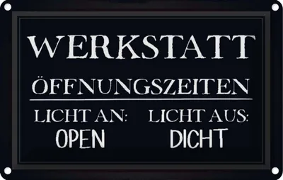 Produktbild von vianmo Blechschild 20x30 cm Werkstatt Öffnungszeiten open Auto Garage