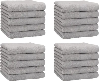 Produktbild von Betz 20 Stück Seiftücher 30x30 cm PREMIUM 100% Baumwolle Set  Farbe: silber