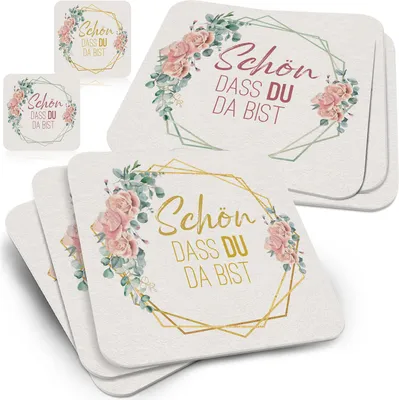 Produktbild von Blumenmuster Bieruntersetzer 50x für Hochzeit, Gartenparty oder Geburtstag