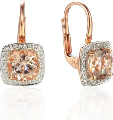 Produktbild von 585er Rotgold Ohrhänger Morganit ca. 2,22ct. und Brillanten ca. 0,14ct.