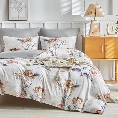 Productafbeelding van Beddengoedset, 240 x 220 cm, met aquarelprint - rood