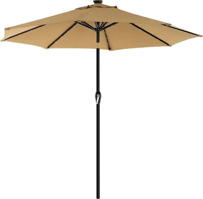 Productafbeelding van Zonnescherm met LED-zonnecel - UV-bescherming UPF 50+ - bruin - diameter 3 meter