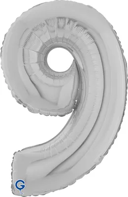 Produktbild von Riesenzahl Folienballon 26"/66cm | Silber Zahl: 9