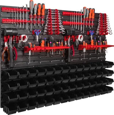 Immagine prodotto di Sistema di stoccaggio a parete 1152 x 780 mm parete attrezzi 56 pezzi scatole impilabili plastica
