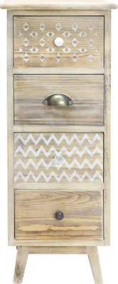 Produktbild von Rebecca Mobili Schmale Kommode mit 4 Schubladen aus Holz, weiß und braun