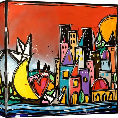 Immagine prodotto di Quadro su tela colorata - Wallas - Tramonto magico - 70X70 cm